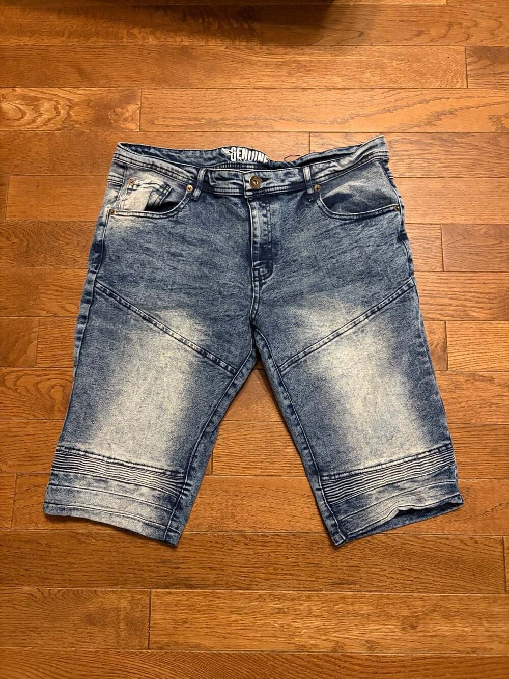Genuine Moto jorts Shorts Size 34W x 34L Acid Wash Denim Biker